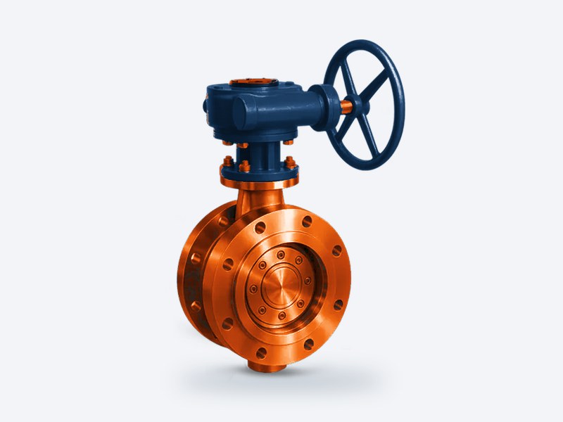Triple eccentric butterfly valve with gear operator