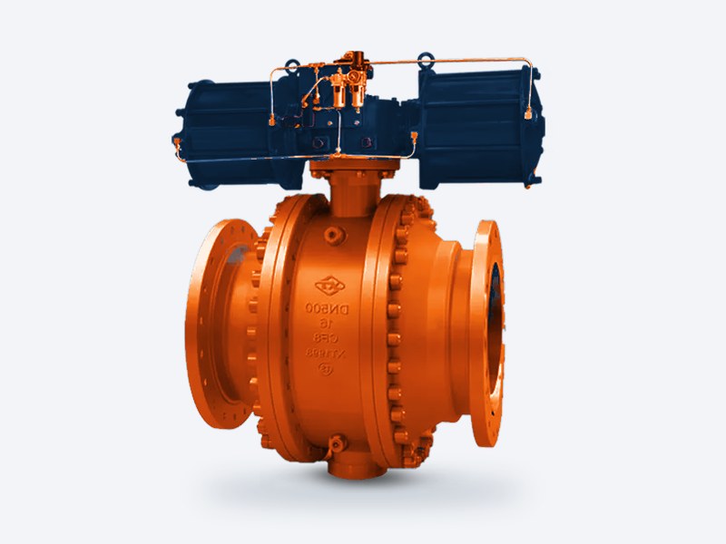 Trunnion ball valve with pneumatic actuator